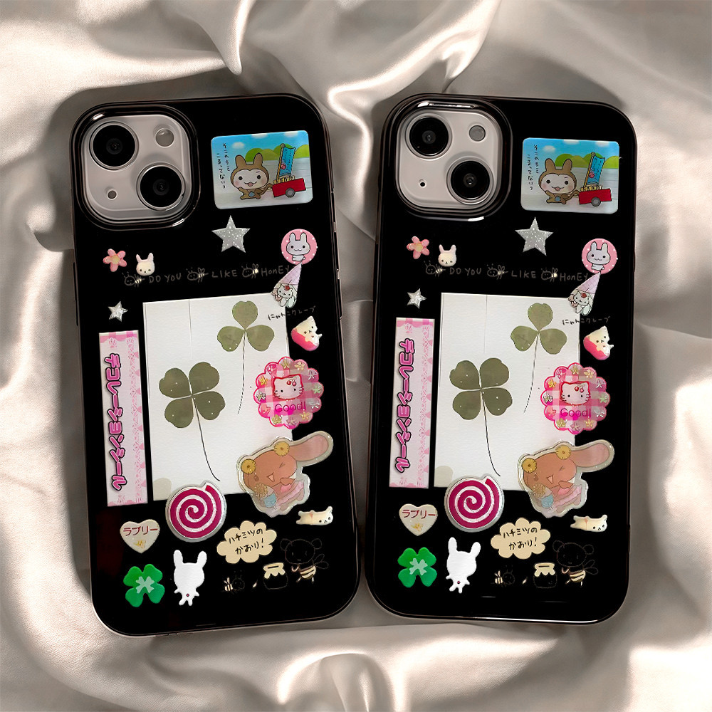 คุณภาพสูง กระต่ายนำโชค เคสไอโฟน13 17 For IPhone 15 11 13 12 16 14 Pro Max XR XS X 8 7 Plus SE เปลือกอ่อน เรียบง่าย Case