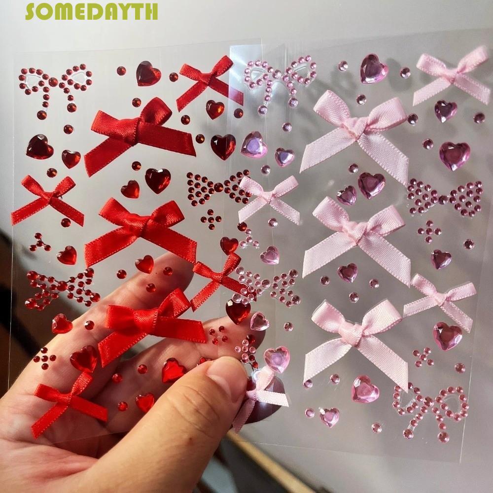 SOMEDAY Face Gem Sticker, Sparkling Shiny 3D Rhinestone สติกเกอร์,แฟชั่น Bowknot Y2K กันน้ํา Face Ta