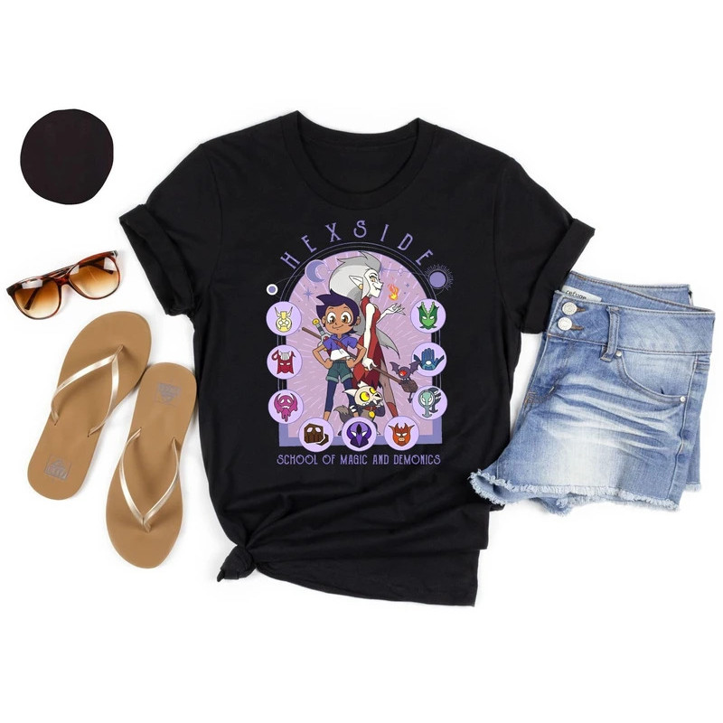 ชุดเสื้อเรโทรดิสนีย์ The Owl House เสื้อยืดตลก Owl House Hexside School เสื้อยืด Wdw Magic Kingdom ท