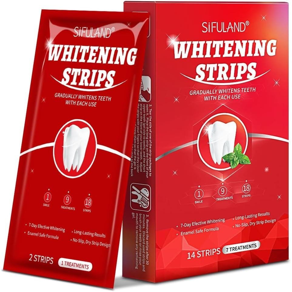 Teeth Whitening Strips Kit - 7 Treatments-Peroxide Free-Enamel Safe for Whiter Teeth,No-Slip, Dry St
