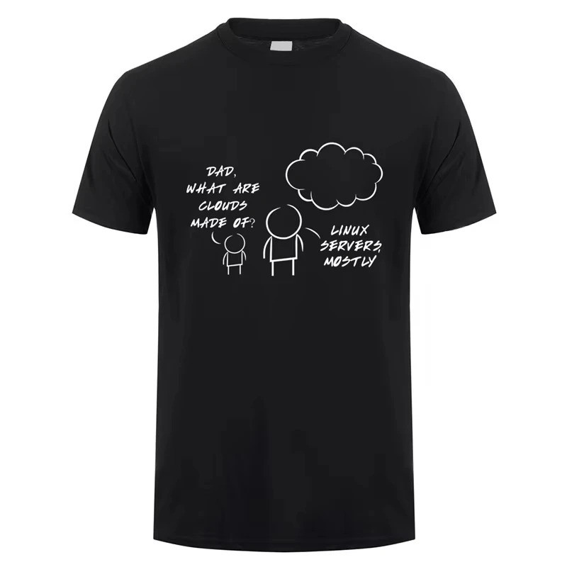 Computer Programmer Tshirt Funny Linux Servers Mostly Cloud TShirt  Casual O Neck Tees Oversized T S