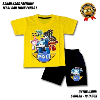 【จัดส่งไทย】ชุดเซ็ต 2ชิ้น BOBROBOCAR POLI BOYS AND GIRLS SUITS BLACK PANTS PREMIUM MATERIAL / BOYS SUITS AGED 0-10 ปี / B