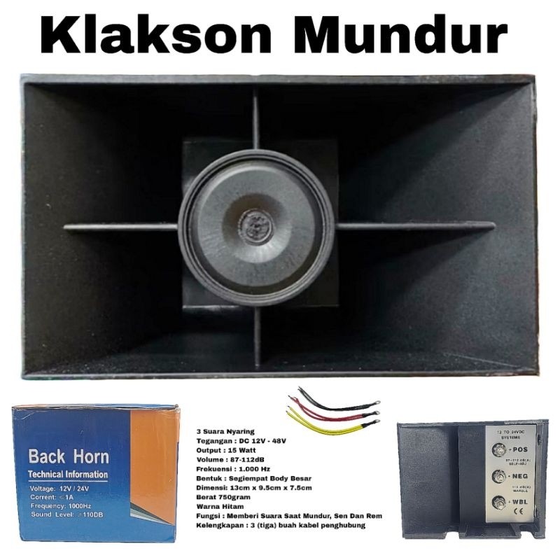 แตรด้านหลัง 3 เสียงรถ Attret แตรรถบรรทุกสัญญาณเตือนย้อนกลับ 12v - 24v