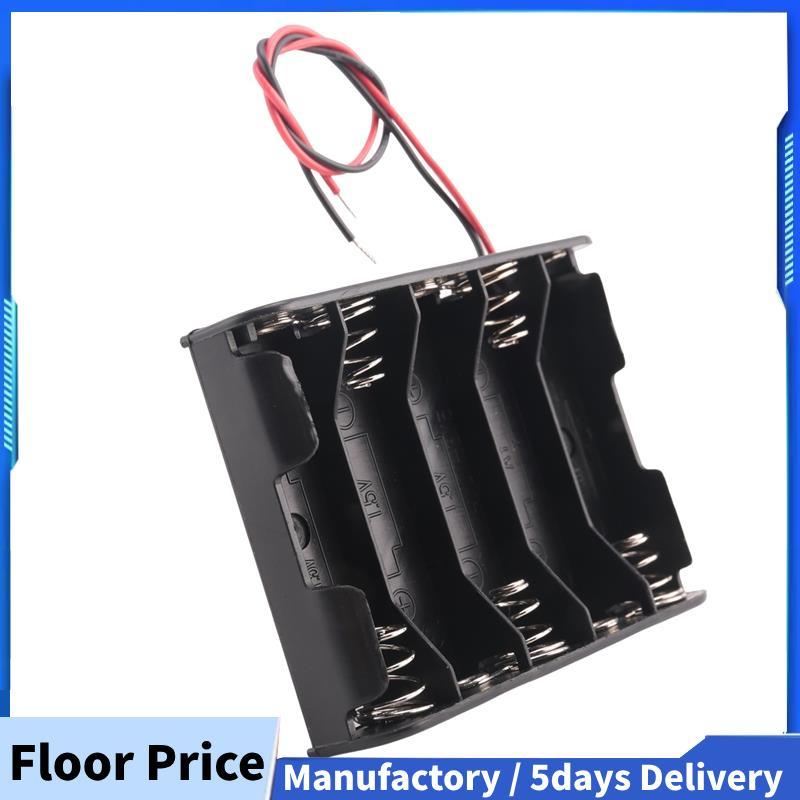5 x 1.5V AA Battery Slot Holder Case Box Wire Black