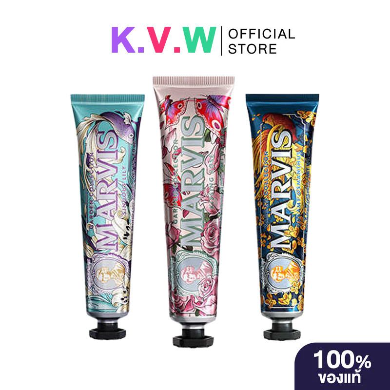 Marvis Mint Toothpaste mavis whitening 75ml ซีรีส์สวน ยาสีฟัน มาร์วิส มีกลิ่นใหม่ ทำให้ฟันขาวขึ้น ยา