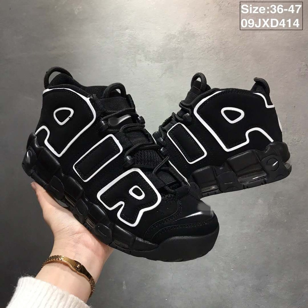 Air more uptempo Leather Puff Basketball Shoes All Black White Red Casual Shoes Running Shoes Sports