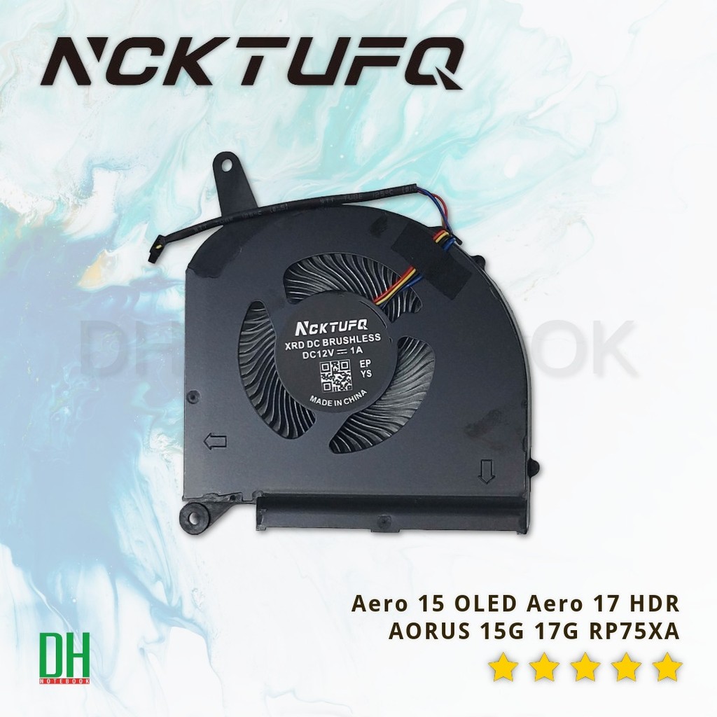 อะไหล่พัดลม OEM สำหรับ GPU Aero 15 OLED Aero 17 HDR AORUS 15G 17G RP75XA DC 12V 1A 4 Pin หนา 7.5 mm