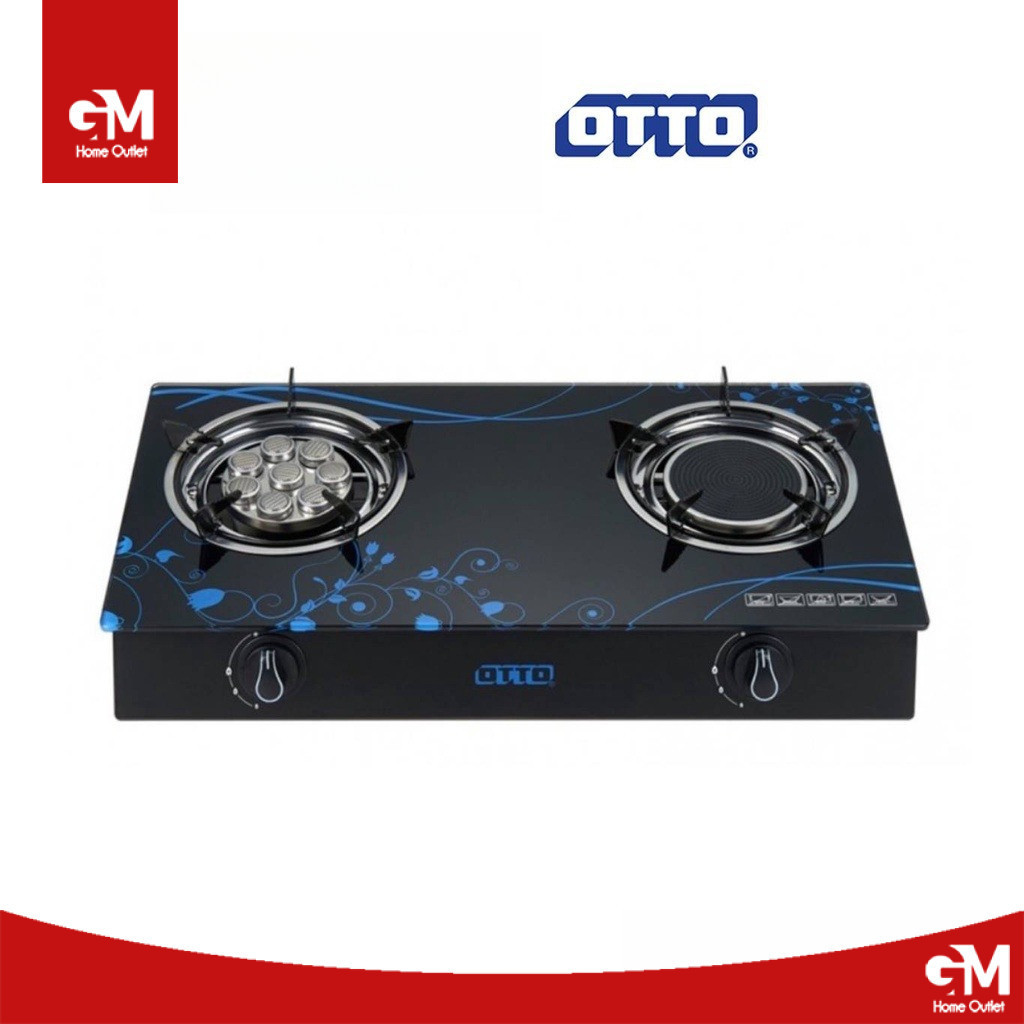 OTTO เตาแก๊สหน้ากระจกหัวอินฟราเรดและเทอร์โบ GS-895 เตาแก๊สหน้ากระจกหัวคู่ หัวอินฟาเรด เตาแก๊ส2หัว