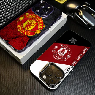 เคสไอโฟนiPhone 17 Pro Max สโมสรดาวฟุตบอล Simple สีทึบ Frosted Electroplate เลนส์ป้องกันเคสโทรศัพท์สําหรับ iPhone 17 Pro Max 16 15 14 13 12 11 7 8 Plus X Xr Xs Max