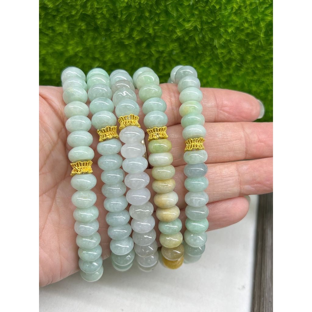 Gelang Tangan Jed Manik ConoA Theater 9 mm+- 盘珠 手Myanmar Type A Jadeite Jade 9 mm+- Abacus Bead Brac