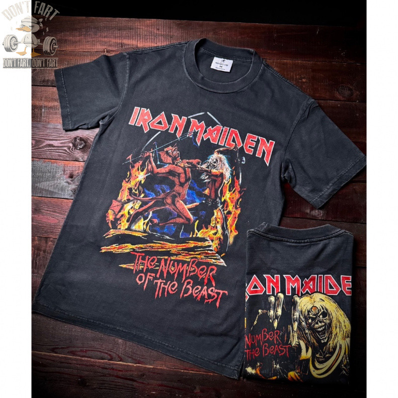 Rocket Lab Iron Maidan เสื้อยืดสีฟอกเฟด ผ้าคอตตอนพรีเมี่ยม USA สกรีนแบบ DTG งานละเอียดคุณภาพคมชัด  เ