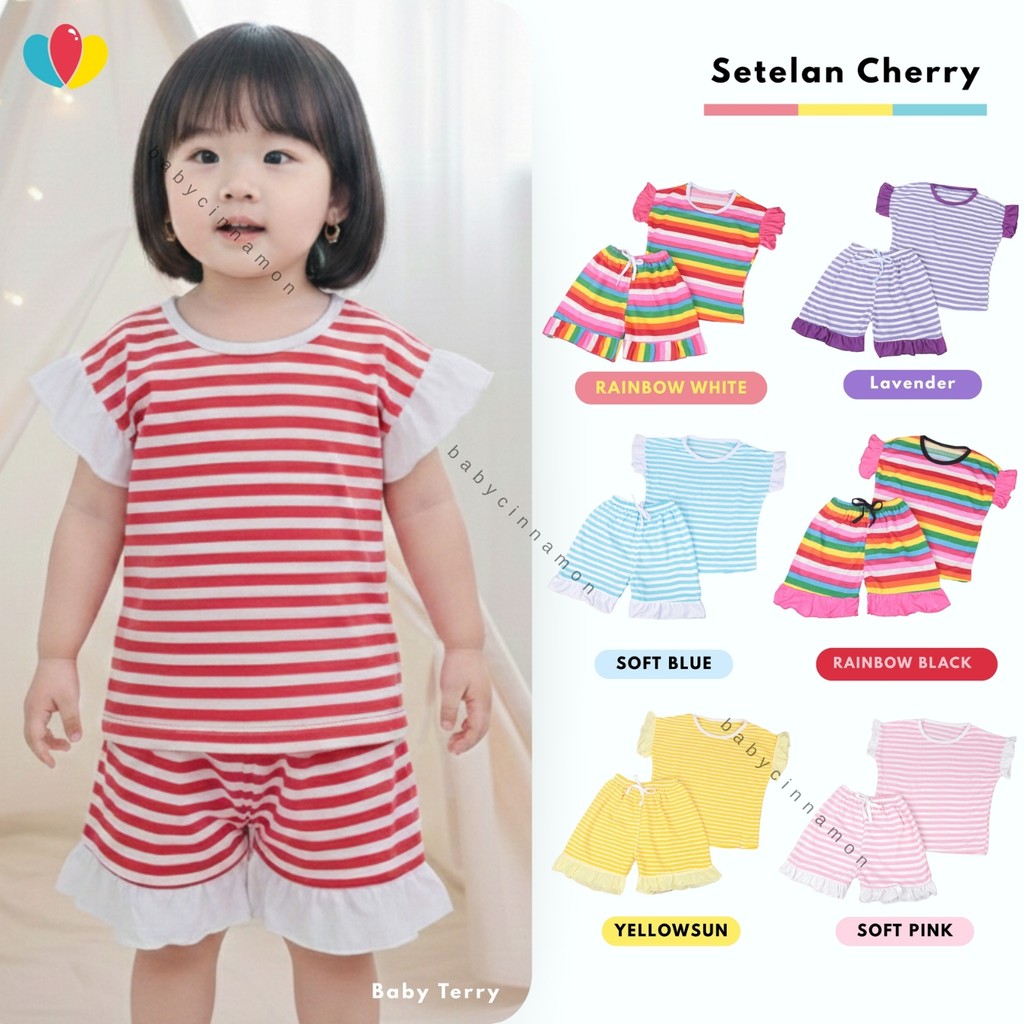 Cherry Suit Size 2 - 4 Years / Girls Suit Daily Playsuit Girls Motif Daily Suit Import 2 3 4 Years b