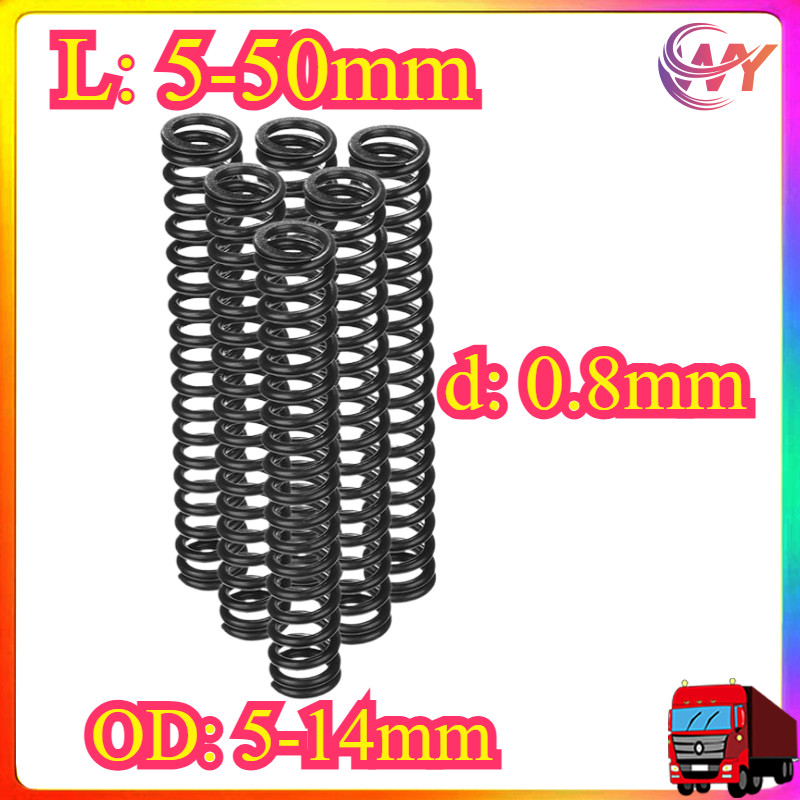 65Mn สปริงอัดเหล็ก d0.8mm*OD5-14mm*L5-50mm แรงดันแรง สปริงคืน สปริงอัด สปริงป้องกันความเมื่อยล้าWY-M