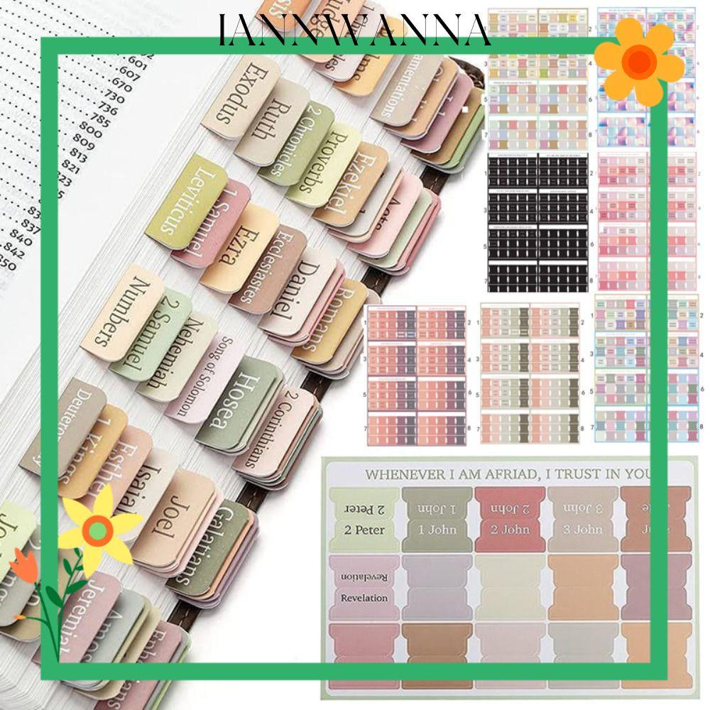IANNWANA 120PCS Boho Bible Tabs, สีสัน Easy Navigation Bible Tabs, Multi-Color Self กาวลามิเนต Bible
