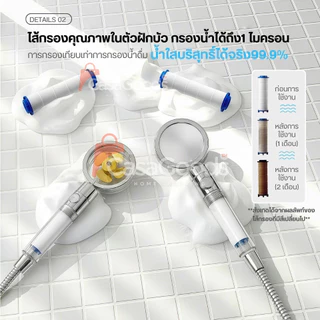 (ใหม่)ฝักบัวกรองน้ำเกาหลี มีใบพัดแรงดันสูง หมุนได้ 360° แถมฟรีไส้กรองฝักบัว ฝักบัวขนาดใหญ่ สปาผิว Seoul Stone Pure Rain