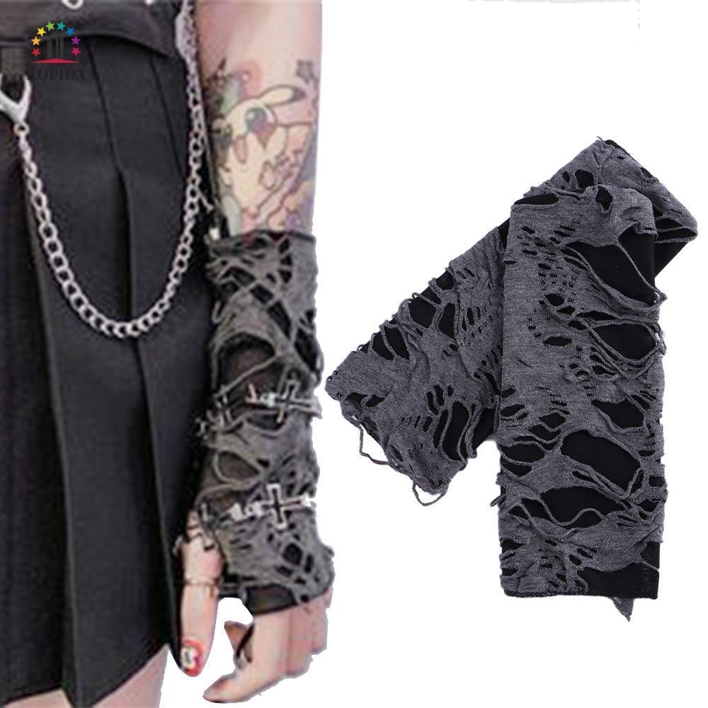 WILLIS Punk Gothic ถุงมือ Mitten ดีไซน์ Hollow Out ลาย.Black Hole สำหรับคนชอบสไตล์พังค์และโกลิค
