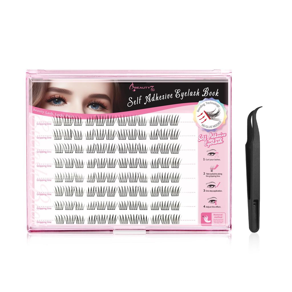 Beauty7 False Eyelashes No Glue Needed Self-Adhesive Partial Lashes Large Capacity Glue-Free Natural