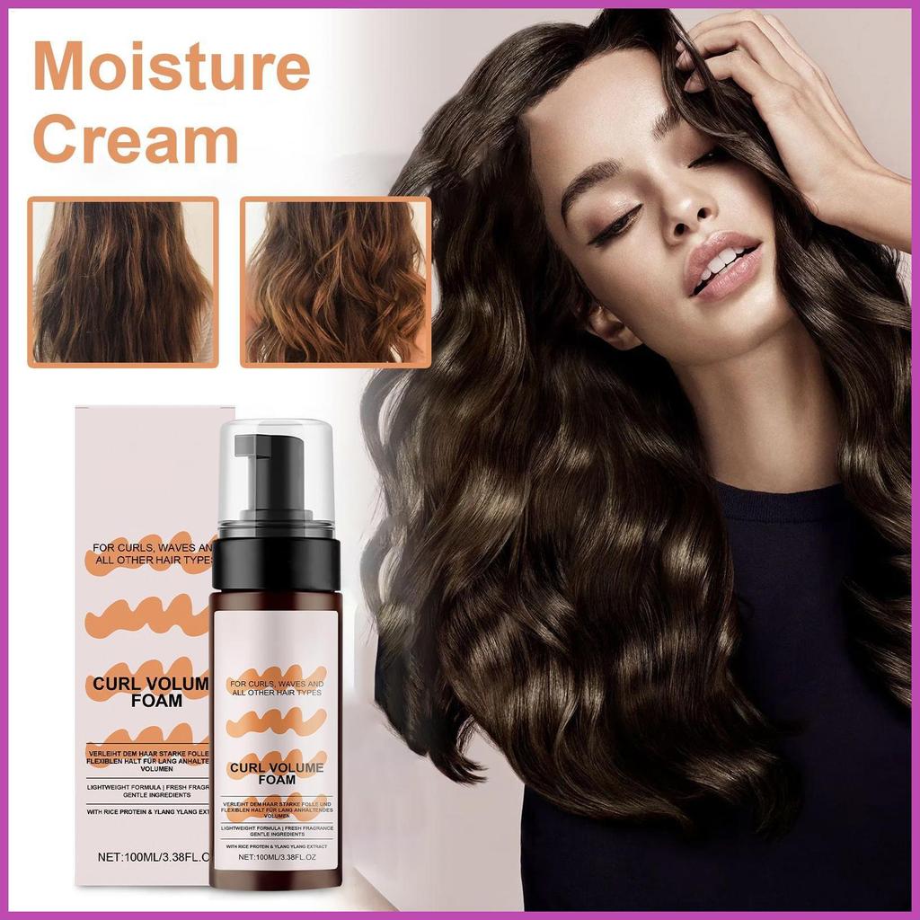 Curl Volume Mousse 100ml Frizz Control Moisturizing Foam Curl Dinning Hair Mousse สําหรับ Home Trave