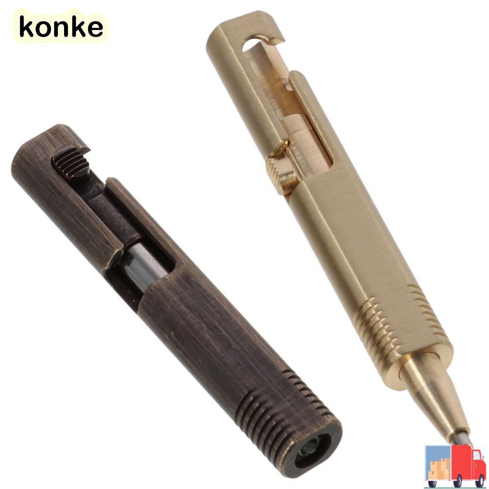 KONKE ปากกาลูกลื่นกระเป๋า, ปากกาทองเหลืองแบบพกพาแบบยืดหดได้, ปากกาลูกลื่นแอ็คชั่นโบลต์ขนาดเล็ก