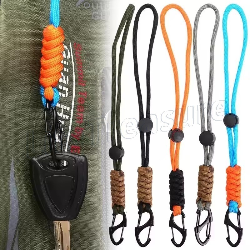 คาราบิเนอร์โลหะผสมสังกะสี พร้อมเชือกและพวงกุญแจ สำหรับปีนเขา แคมป์ปิ้ง และกิจกรรมกลางแจ้งอื่นๆ