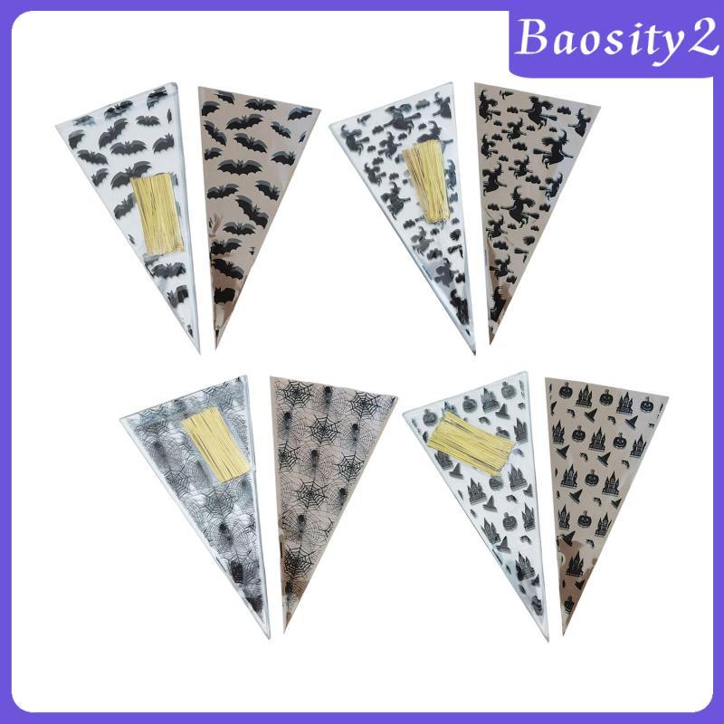 [Baosity2] Treat Bags with Twist Tie, Triangle Transparent Candy for Halloween Party Snacks Chocolat