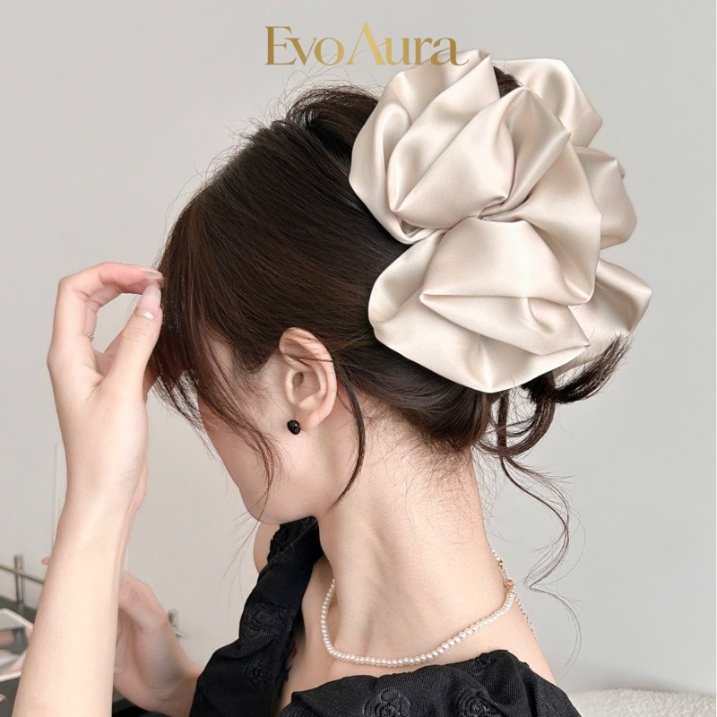[พร้อมส่ง] กิ๊บฉลามซาตินเงา 13cm ทรงปุยเมฆ กิ๊บหนีบผมเกาหลี ช่วยผมดูหนา