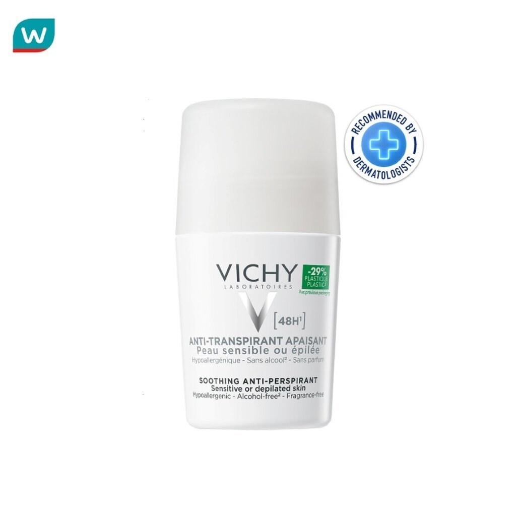 Vichy วิชี่ โรลออน ซูทติ้ง แอนตี้-เพอร์สไพแรนท์ โรลออน 50 มล. (สูตรไม่มีน้ำหอม)
