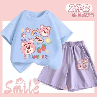 ชุดสูทแขนสั้นเด็กผู้หญิง ลายหมีน่ารัก เหมาะสำหรับกิจกรรมและกีฬาต่างๆ