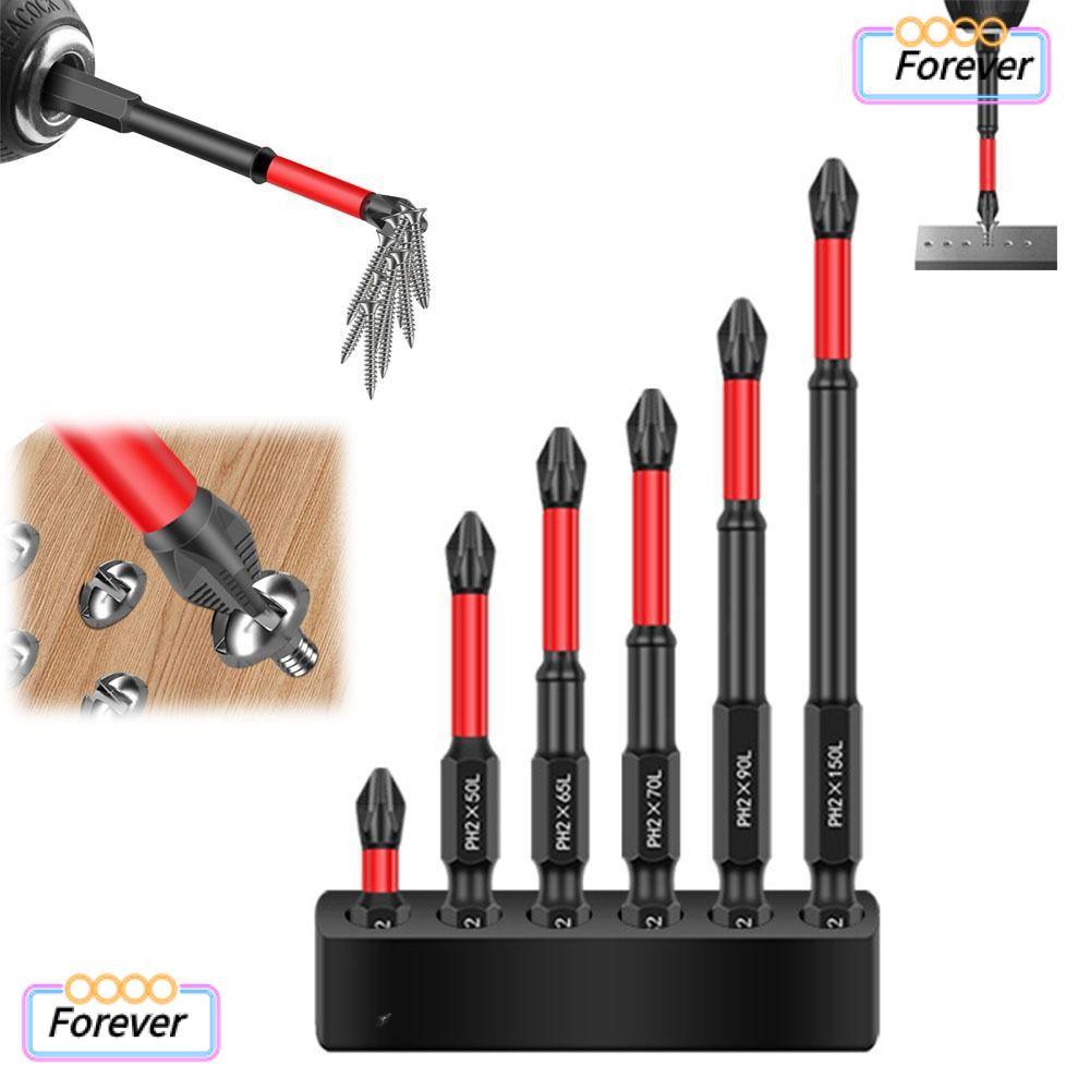 FOREVER 4/5/6 ชิ้น Phillips Bit, หัวชุดแม่เหล็กกันลื่นที่ทนต่อการสึกหรอ, ดอกไขควงข้ามความต้านทานแรงกระแทกสําหรับการเจาะพลังงาน