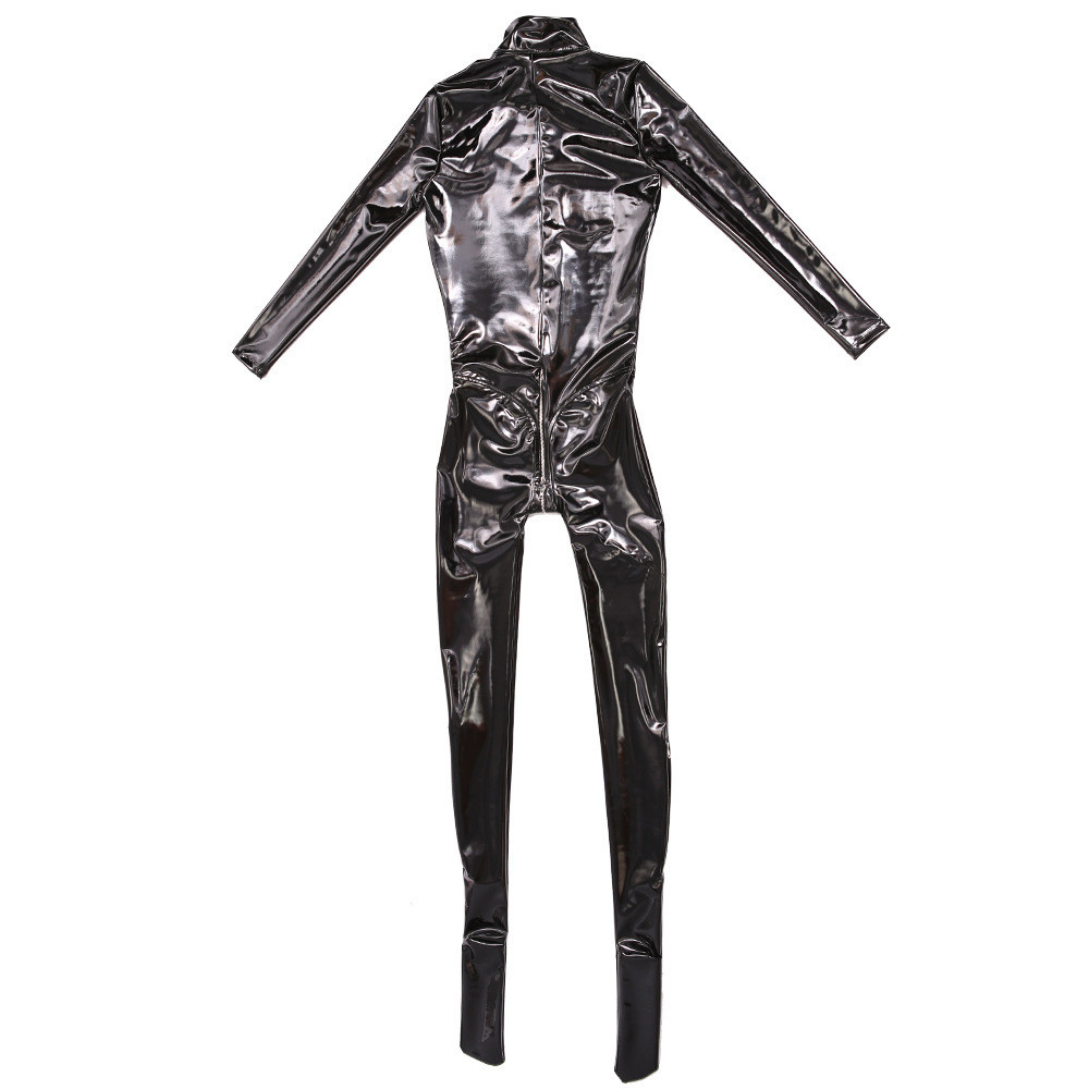 ผู้หญิงสิทธิบัตรหนังสะท้อนแสง Latex Shapewear บอดี้สูทสบายยืด Full Body Shaper Clubwear Catsuit