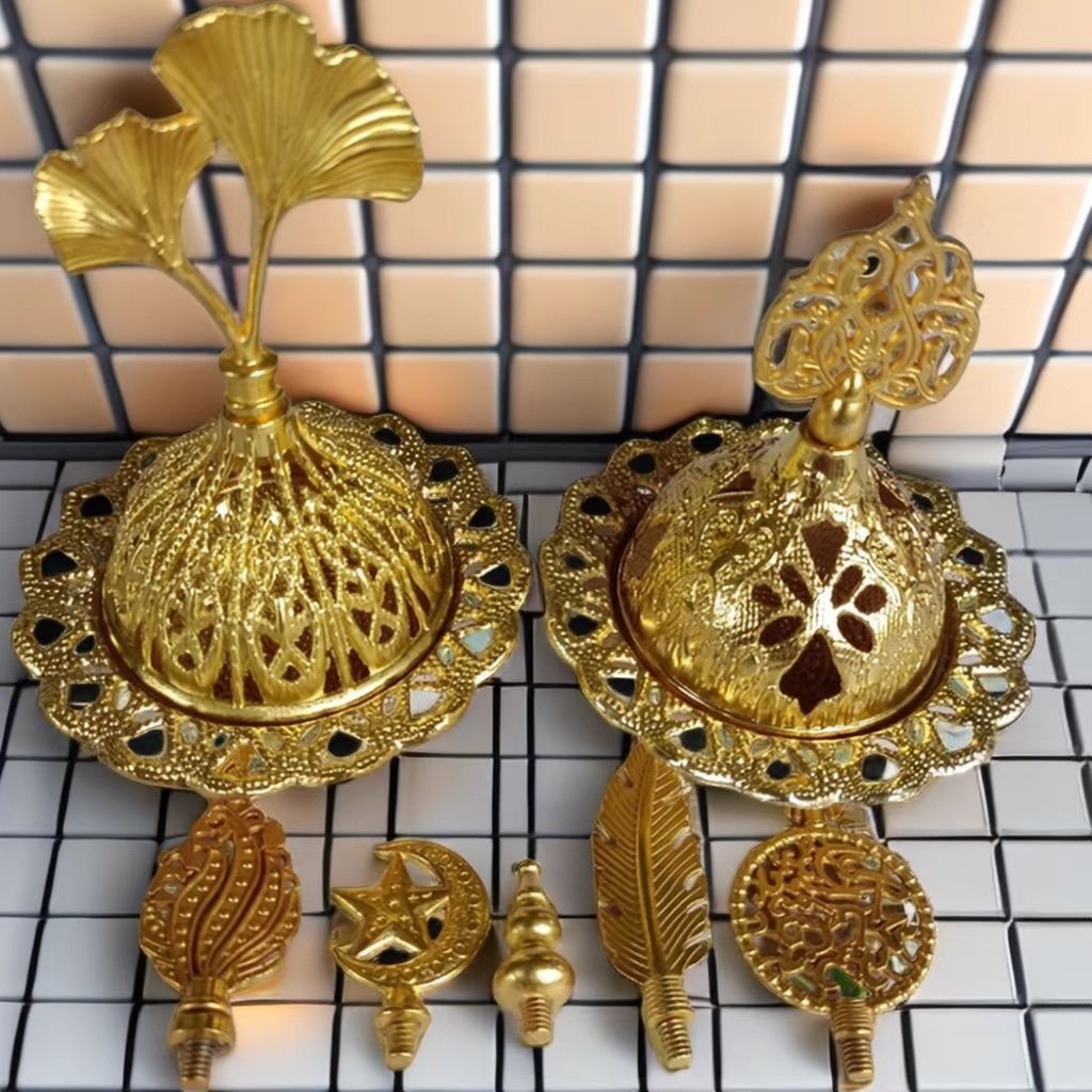 Hollow Golden Middle East Arabian กระถางธูปโลหะขนาดเล็กทาวเวอร์กระถางธูปไม้จันทน์ 8.. 28 เอ็น