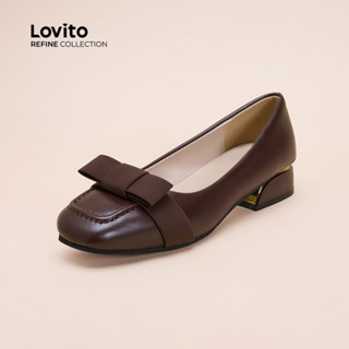 (Refine by Lovito) รองเท้าบัลเลต์ทรงสี่เหลี่ยมสไตล์ฝรั่งเศสส…