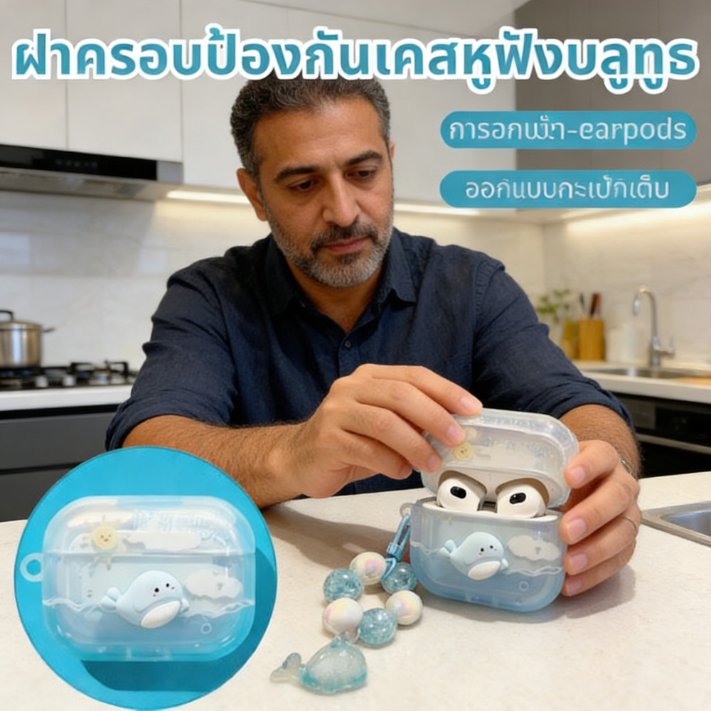ฟ้าห้อยปลา รุ่น3/4 Airpods ไร้สาย หูฟังบลูทูธ นูนใสการ์ตูน เคส gen2 gen1 gen ฟังเคส i13 i11 i12 ฟัง 