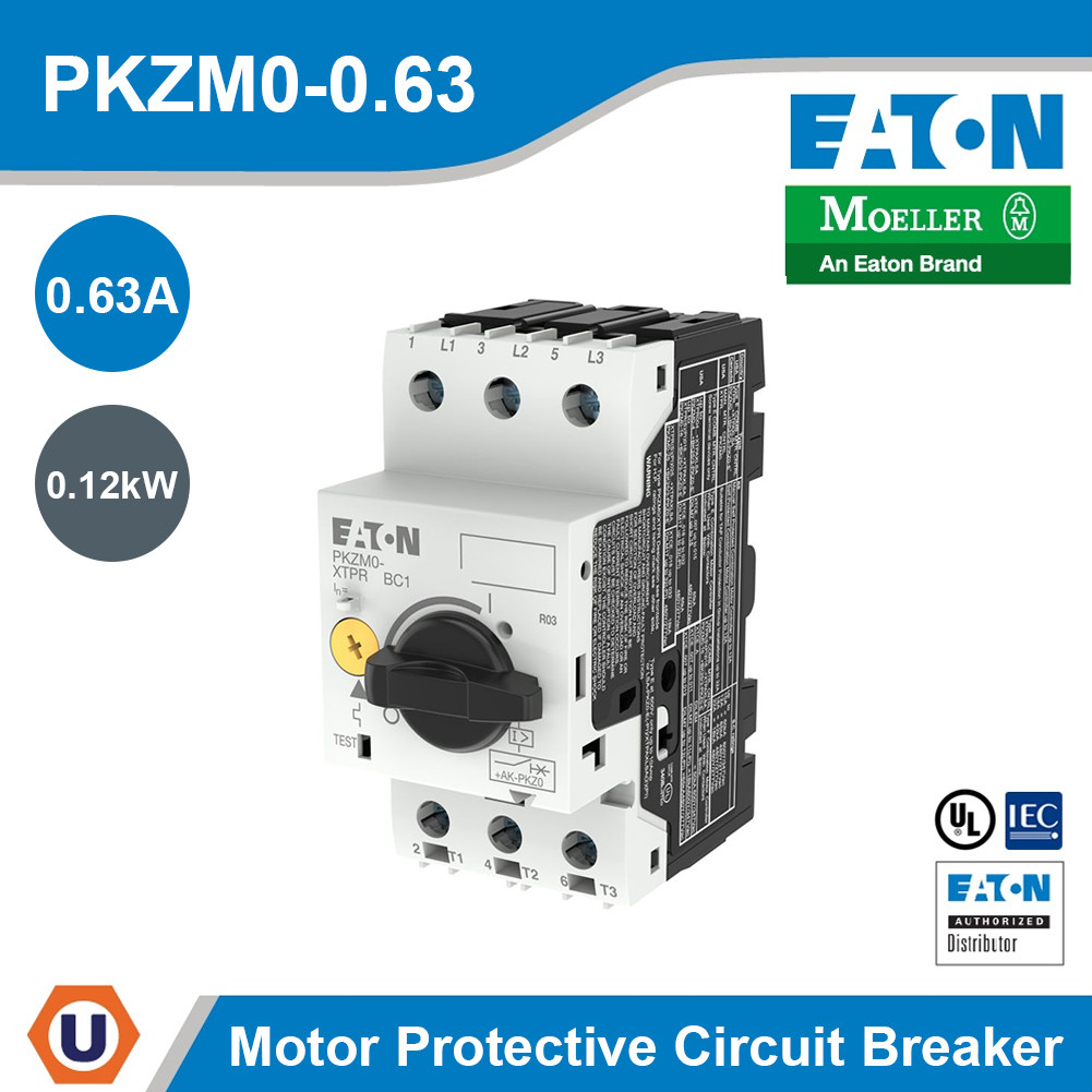 EATON Motor Protective Circuit Breaker 0.12kW 0.4-0.63A Screw Terminals PKZM0-0,63 | Ucanbuys