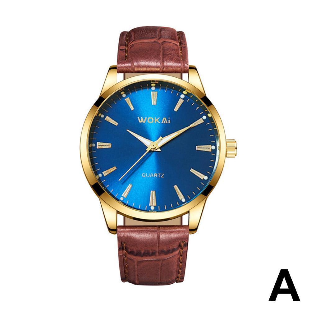 Wokai นาฬิกาผู้ชายควอตซ์หนัง PU Casual นาฬิกาผู้ชายสําหรับ P2D4