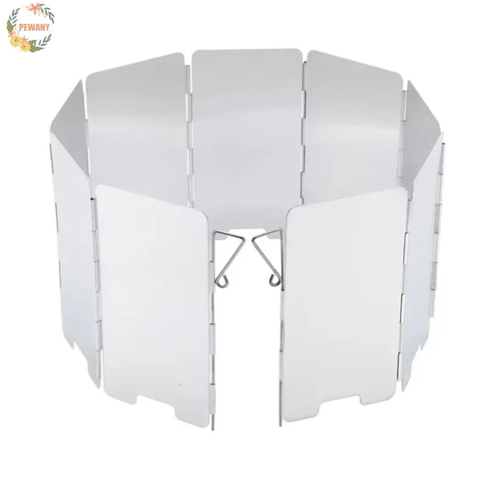 PEWANY Camp เตากระจก, อลูมิเนียม 9 แผ่น Camping Cooking Wind Shield, อุปกรณ์กลางแจ้งเครื่องครัวปลอดภ