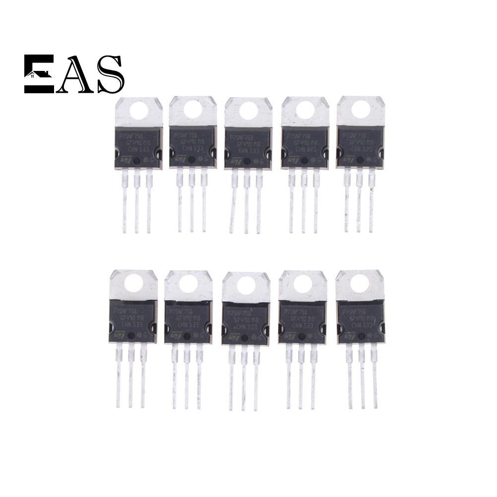 [EA] 10 ชิ้น P75NF75 P75N75 STP75NF75 TO-220 ทรานซิสเตอร์ oril TH