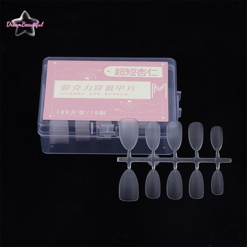<DBFl-t> 100 ชิ้น/กล่อง Matte เล็บปลอมไม่มีขัดกดบนเล็บปลอมการออกแบบสั้นขนาดกลาง High Matt Soft Gel เล็บเคล็ดลับสําหรับส่วนขยายใหม่