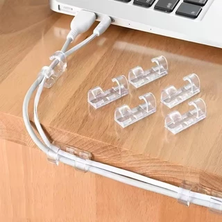20/60/100 ชิ้นคลิปหนีบสายเคเบิลแบบมีกาวในตัวที่แข็งแกร่ง/โต๊ะ Tidy Cord Manager Winder / สาย USB โปร่งใสแคลมป์คงที่