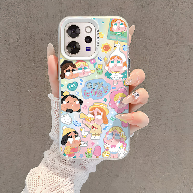 เคส Vivo V70 เคส Vivo V70 FE เคสสำหรับสาวน้อยร้องไห้น่ารัก แฟชั่น กันกระแทก พร้อมกรอบซิลิโคนอ่อน เคสลายกระต่ายน่ารัก ให้ความรู้สึกด้าน สำหรับสาวๆ นักเรียน