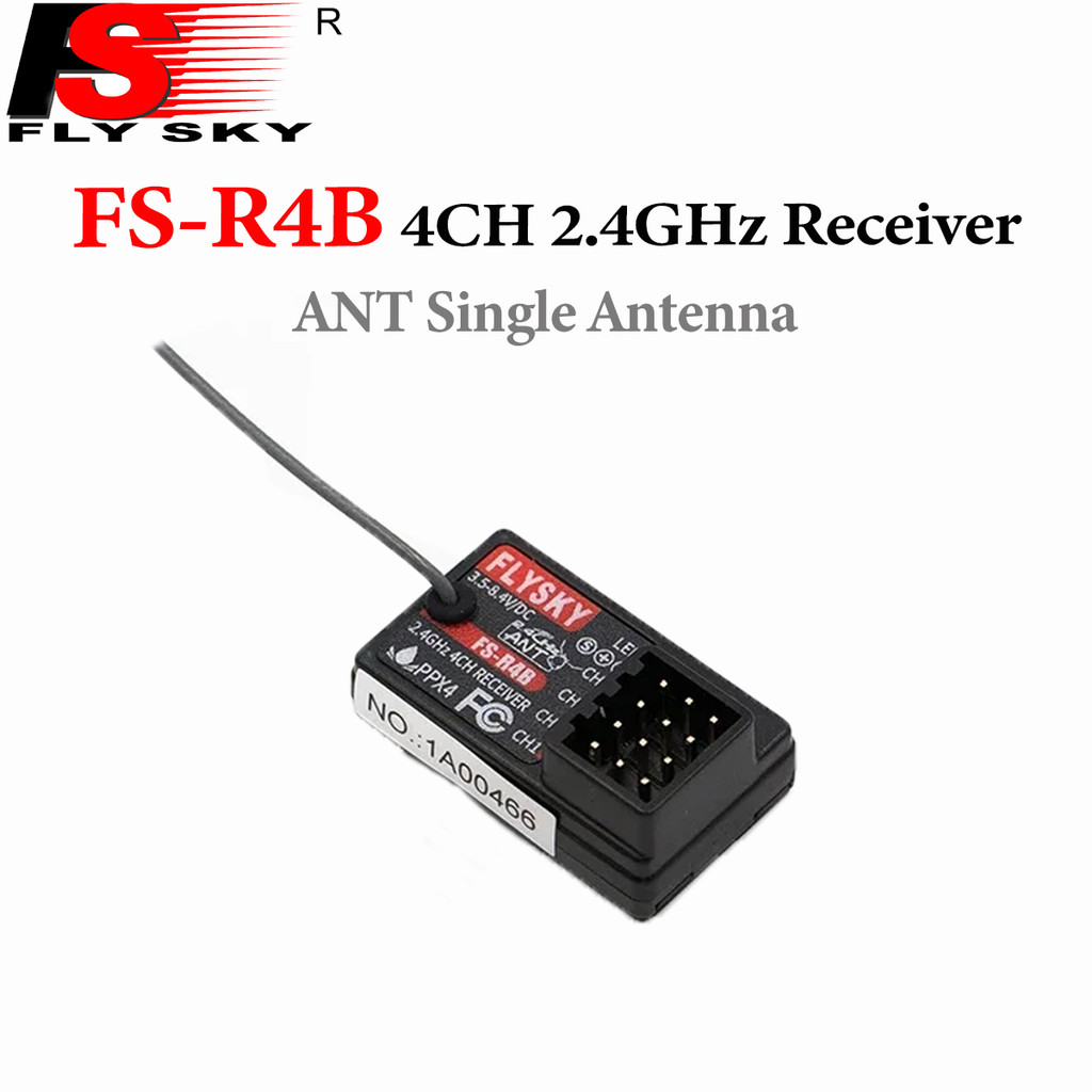 FLYSKY FS-R4B 4CH 2.4G Mini PWM Receiver ANT เสาอากาศเดี่ยว 3.5-8.4V สําหรับ RC รถเรือเครื่องส่งสัญญ