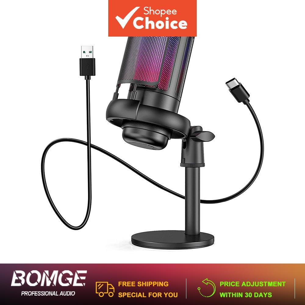 BOMGE ME6S USB Condenser Mic Quick Mute RGB สําหรับพีซีสําหรับเล่นเกม PS5 Podcast Streaming