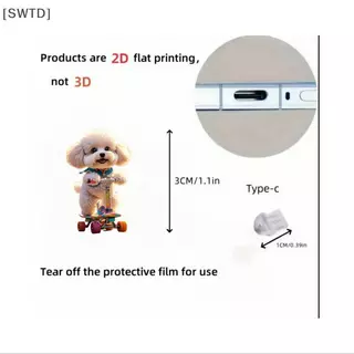 [SWTD] อะคริลิคโทรศัพท์ปลั๊กฝุ่นจี้ 2D จี้แบนเหมาะสําหรับ IPhone/Type-C Universal อุปกรณ์เสริมโทรศัพท์ null