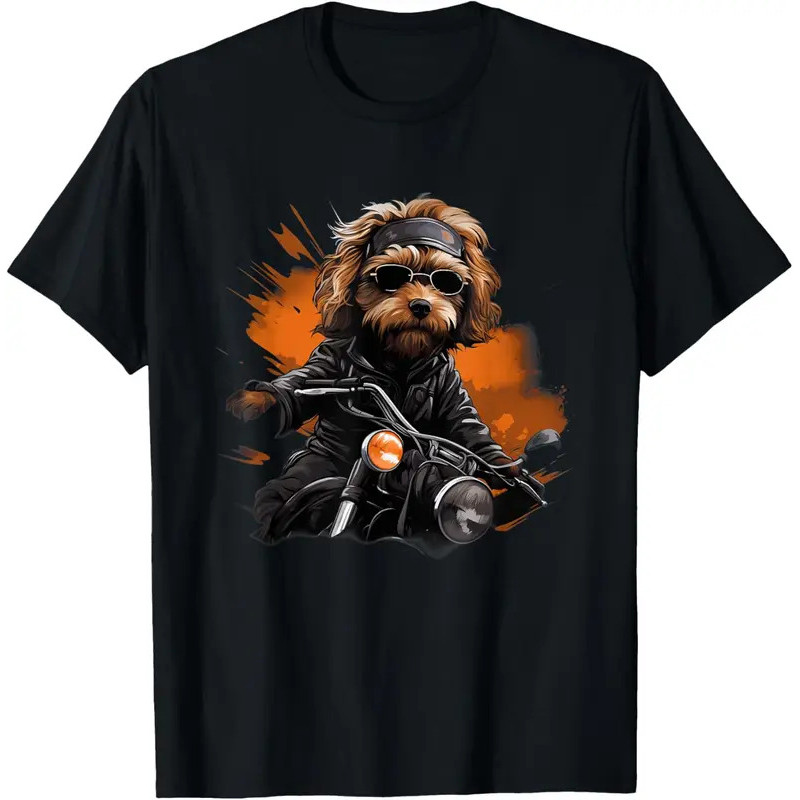 The latest t-shirt - Biker Cavapoo Dog Riding Motorcycle T-Shirt