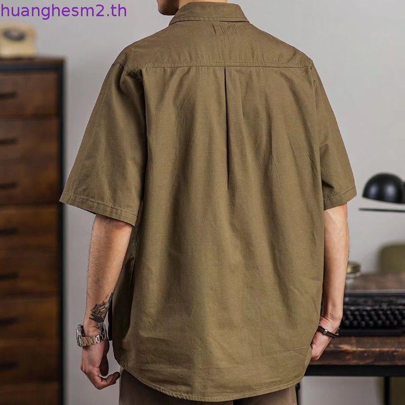 MNO.9 Shirt 617 เสื้อเชิ้ตผู้ชาย เสื้อคลุมแขนสั้น เสื้อเชิ้ตคอปกใช้งานได้จริง เสื้อเชิ้ตคอปก ลำลอง ว