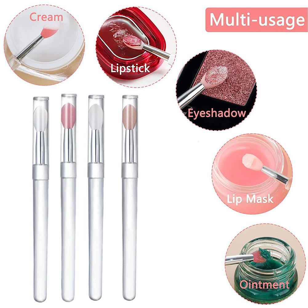 ใหม่portable Silicone Lip Brush Small Capped Dustproof Lipstick Brush Lip Makeup Brush O3c8