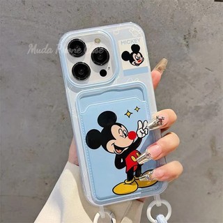 🔵MUDA🔵เคสไอโฟน 13 สำหรับ iPhone 11 16 13 12 15 14ProMax 7 8 15 16 14Plus XR X XS Max การ์ตูนน่ารักมิกกี้เมาส์กระเป๋าสตาง