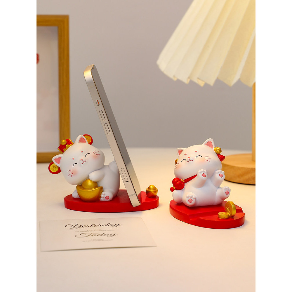 litem desktop holder ผู้ถือโทรศัพท์น่ารัก ขาตั้งโทรศัพท์มือถือเดสก์ท็อปสํานักงานแมวน่ารักนําโชค
