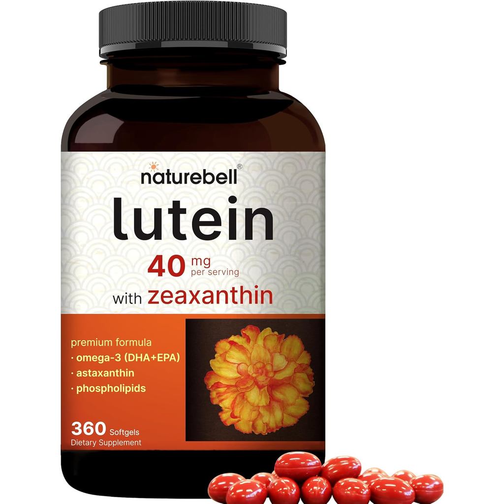 Lutein40mg+Zeaxanthin1,600mcg,360Softgels|4-in-1FormulawithAstaxanthin,Omega-3&Phospholipids|Marigol