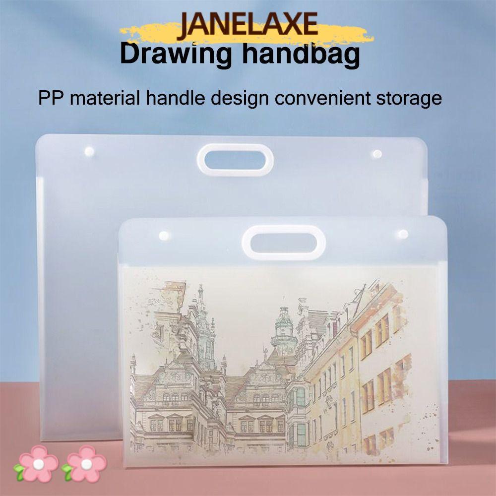 JANELAXE932JN ภาพวาดถุงเก็บกระดาษ, แบบพกพา 4K/8K/16K แฟ้มโฟลเดอร์, กันน้ํา A2/A3/A4 กระเป๋าวาดภาพโรง